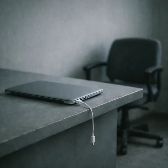 Closed laptop on empty desk symbolizing abandoned freelance project