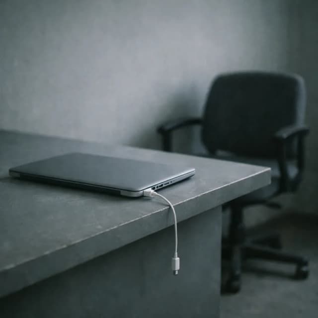 Closed laptop on empty desk symbolizing abandoned freelance project